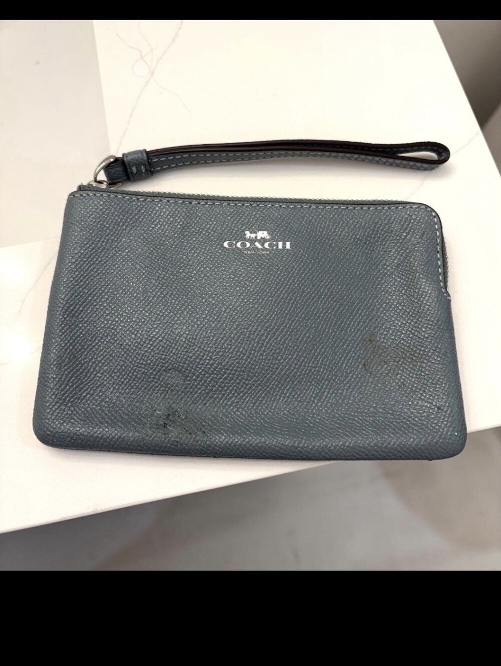 Coach Canvas Wristlet Wallet With Strap Blue